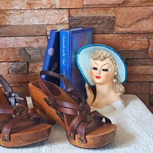 MIA Brown Strappy Wedge Sandals